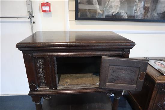 A late 17th century oak cupboard, W.2ft 9in. D.1ft 7in. H.3ft 2in.